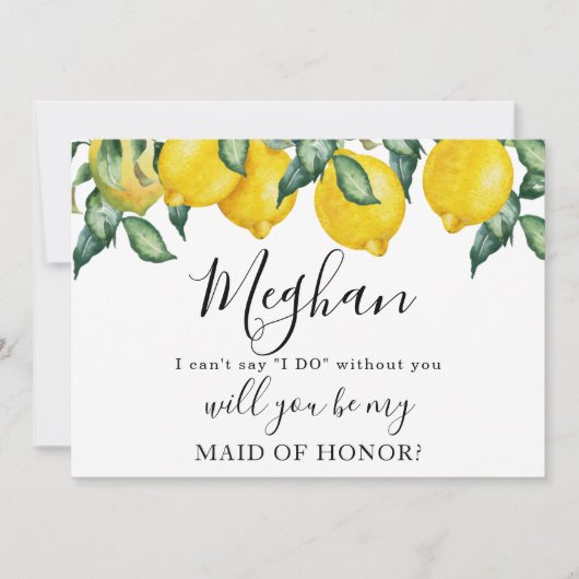Carte de proposition Bridesmaid Lemons (Devant)