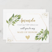 Carte de proposition Bridesmaid vert et or (Devant / Derrière)
