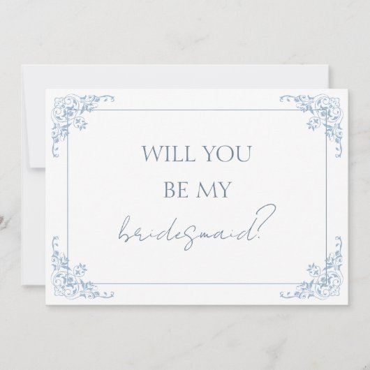 Carte de proposition Chic Blue et White Bridesmaid (Devant)