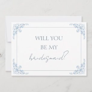 Carte de proposition Chic Blue et White Bridesmaid