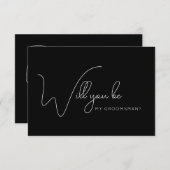 Carte de proposition Chic Calligraphie Black Groom (Devant / Derrière)