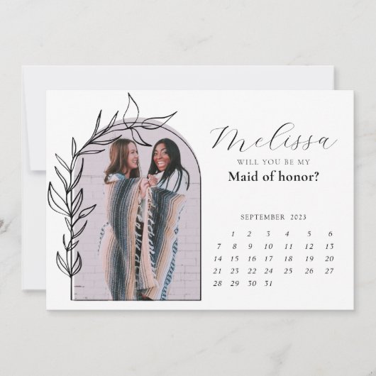 Carte de proposition Chic Moderne Arch Bridesmaid (Devant)