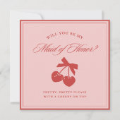 Carte de proposition Chic Pink Bow & Cherry Maid o (Devant)