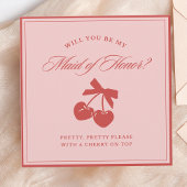 Carte de proposition Chic Pink Bow & Cherry Maid o