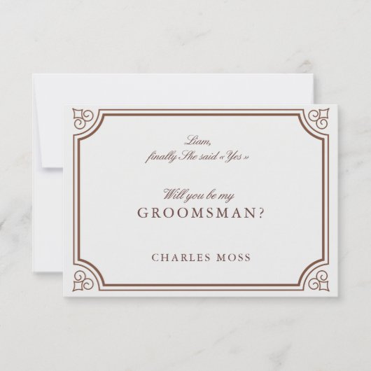 Carte de proposition classique Brown & Ecru Grooms (Devant)