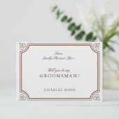 Carte de proposition classique Brown & Ecru Grooms (Debout devant)