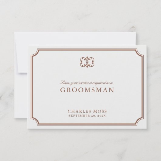 Carte de proposition classique Brown & Ecru Grooms (Devant)