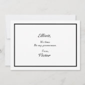 Carte de proposition classique formelle noir et bl (Dos)