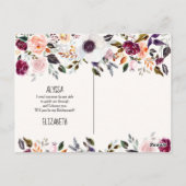 Carte de proposition de bonne aquarelle Floral Bri (Dos)