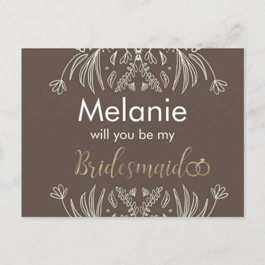 Carte de proposition de bordure florale Bridesmaid (Devant)