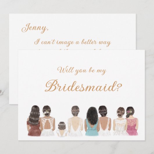 Carte de proposition de Bridesmaid (Devant / Derrière)