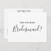 Carte de proposition de Bridesmaid de script moder (Devant / Derrière)