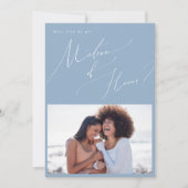 Carte de proposition de carte photo en bleu Dusty (Devant)