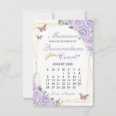 Carte de Proposition de Cour de Quinceanera Fleuri (Devant)