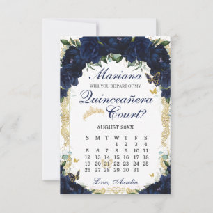 Carte de Proposition de Cour de Quinceanera Fleuri