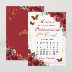 Carte de proposition de cour de Quinceanera floral