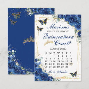 Carte de proposition de cour de Quinceanera floral