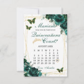 Carte de proposition de cour de Quinceanera vert é (Devant)