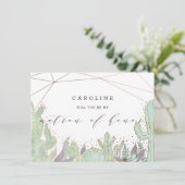 Carte de Proposition de Dame d'Honneur avec Cactus (Debout devant)