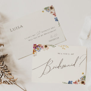 Carte de proposition de demoiselle d'honneur beige