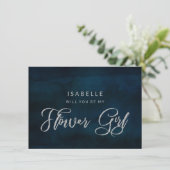 Carte de Proposition de Demoiselle d'Honneur Bleu  (Debout devant)