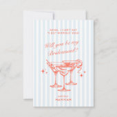 Carte de Proposition de Demoiselle d'Honneur Bleue (Devant)