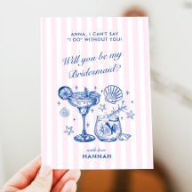Carte de Proposition de Demoiselle d'Honneur Bleue