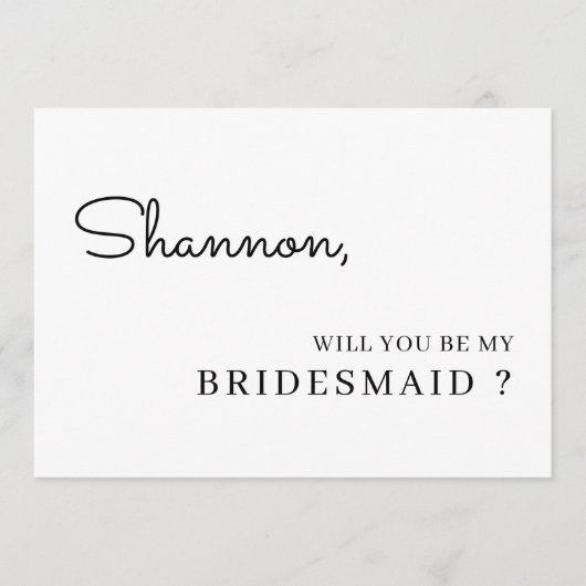 Carte de Proposition de Demoiselle d'Honneur Éléga (Devant)