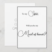 Carte de proposition de demoiselle d'honneur sœur (Devant / Derrière)