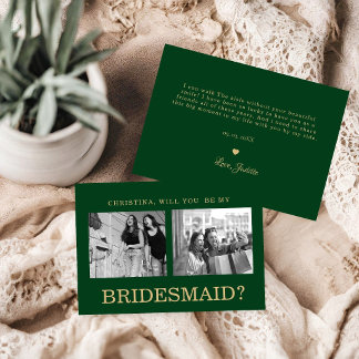 Carte de Proposition de Demoiselle d'Honneur Vert