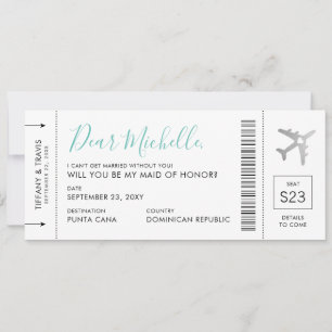 Carte de proposition de femme de chambre de mariag