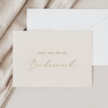 Carte de proposition de femme de chambre d'or et d<br><div class="desc">Cette délicate carte de proposition de femme de chambre en or et crème est parfaite pour un mariage moderne. Le design minimaliste romantique présente une belle et élégante typographie de champagne jaune doré sur un arrière - plan de crème d'ivoire au look épuré et sobre. Customisez la carte avec le...</div>