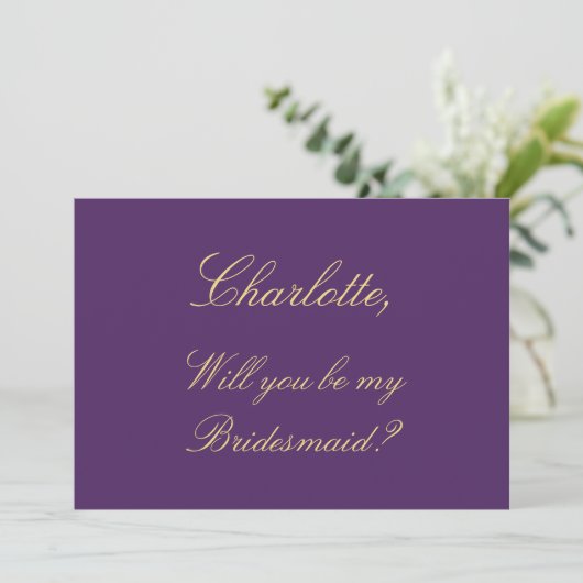 Carte de proposition de femme de ménage violet dor (Debout devant)