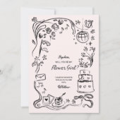 Carte de proposition de fille à fleurs dessinée à  (Devant)