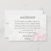 Carte de proposition de fille de bouquet rose Rose (Dos)