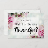 Carte de proposition de fille de bouquet rose Rose (Devant / Derrière)