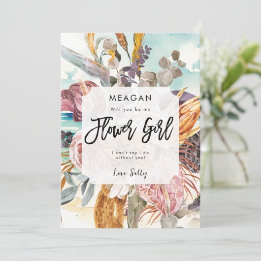 carte de proposition de fille de fleur de plage tr (Debout devant)