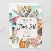 carte de proposition de fille de fleur de plage tr (Devant / Derrière)