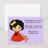 Carte de Proposition de Fille de Fleurs - Cheveux  (Devant / Derrière)