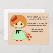 Carte de proposition de fille de fleurs - Rouge (Devant / Derrière)