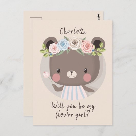 Carte de proposition de fille de la fleur d'ours (Devant / Derrière)