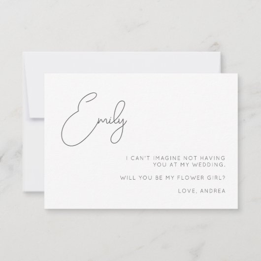 Carte de proposition de fille de Rose Chic Calligr (Dos)