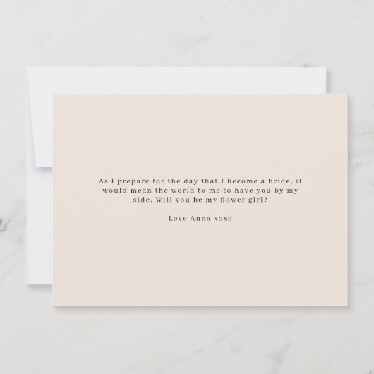 Carte de proposition de fille Rose illustrée (Dos)