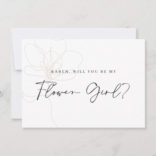 Carte de proposition de fille Rose illustrée (Devant)