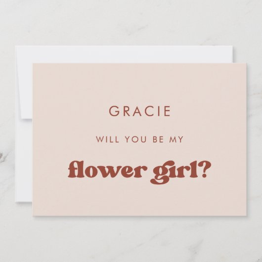 Carte de proposition de fille rose retro élégant (Devant)