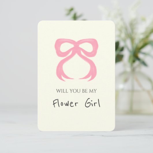 Carte de proposition de fille Whimsical Chic Rose (Debout devant)