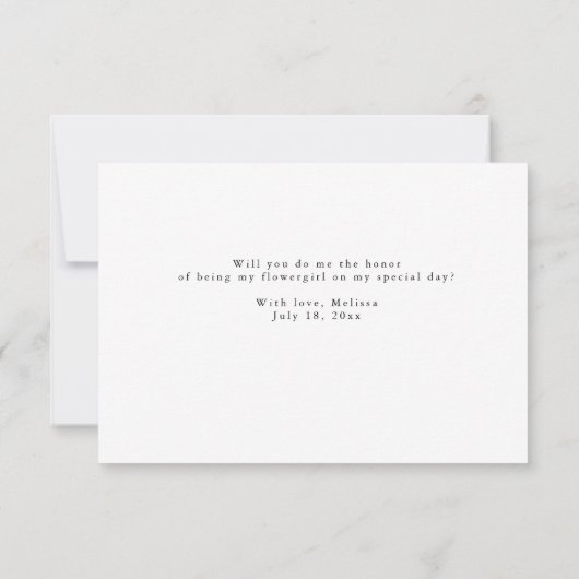 carte de proposition de fleuriste de script modern (Dos)