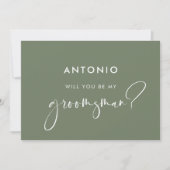 Carte de proposition de garçon d'honneur vert saug (Devant)