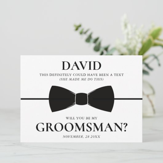 Carte de proposition de Groomsman sur mesure amusa (Debout devant)