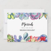 Carte de proposition de la Bridesmaid de cactus su (Devant)